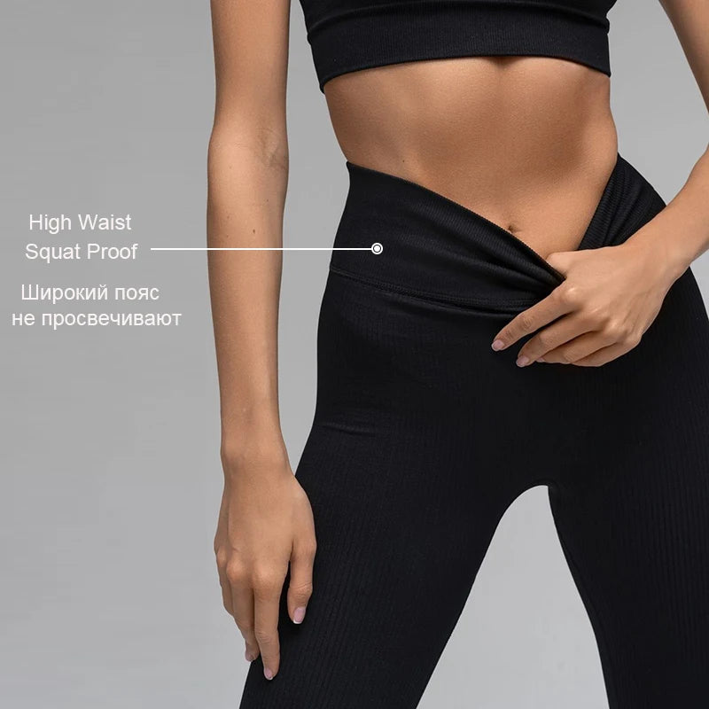 Ribbed High-Waist Yoga Pants