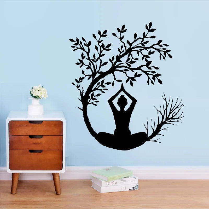 Woman Yoga Tree of Life Wall Sticker Decal Vinyl